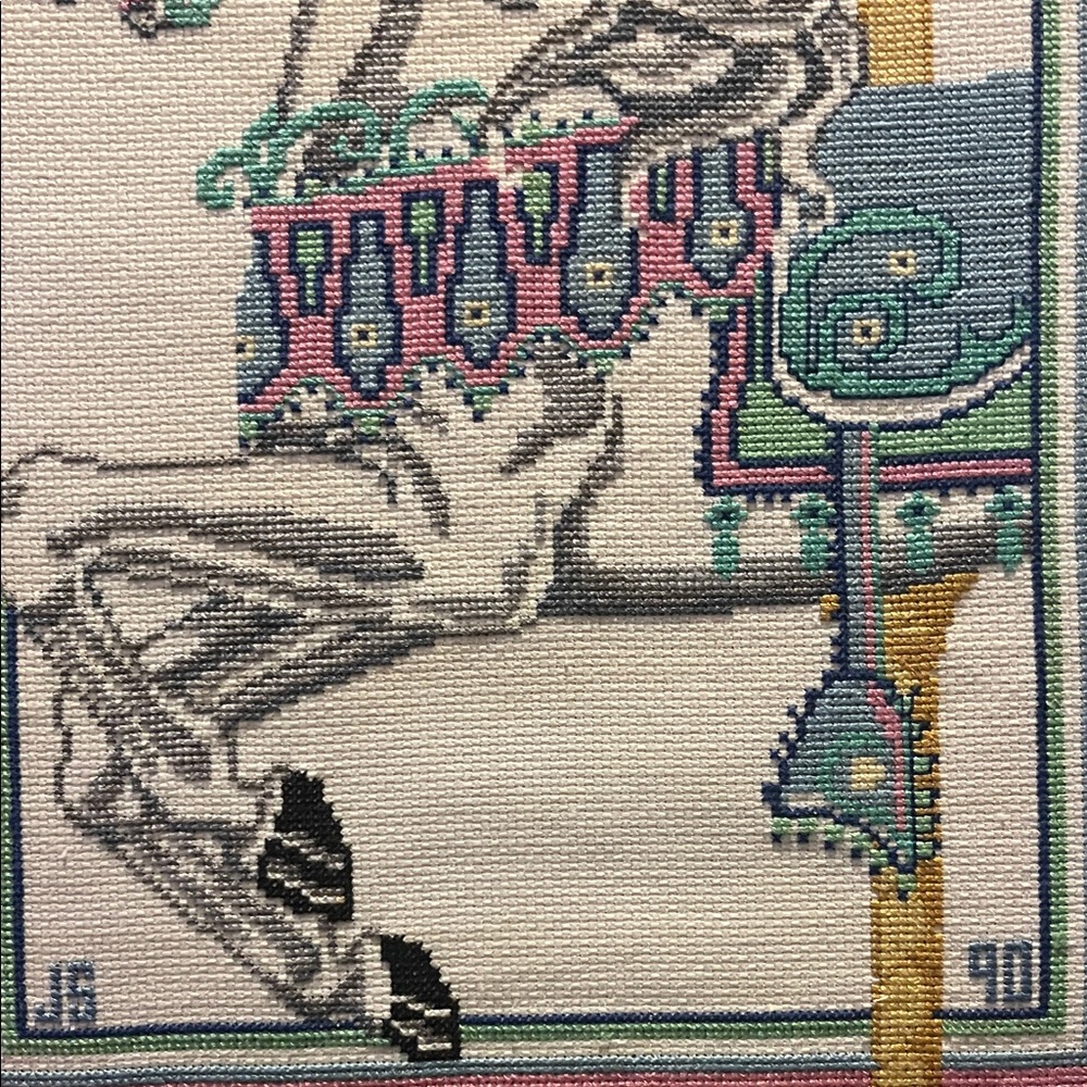 Elegant Carousel Horse Tapestry in Blue and Pink - Picture 3 of 5